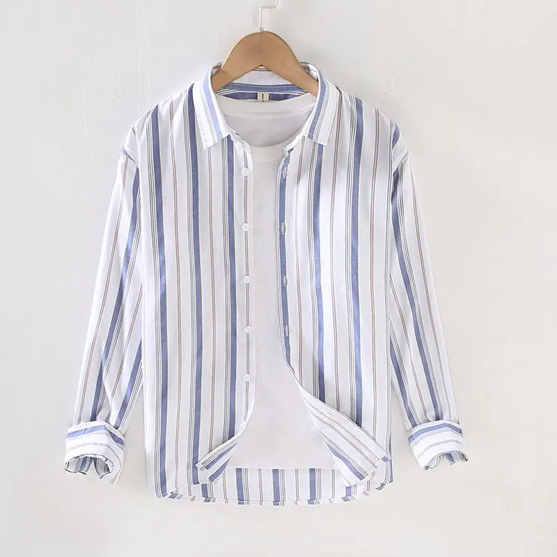2024 Men Spring Autumn Fashion Button Down Thin Blouses Male Long Sleeve Casual Shirts Men New Loose Striped Blouses H686
2024 Men Spring Autumn Fashion Button Down Thin Blouses Male Long Sleeve Casual Shirts Men New Loose Striped Blouses H686