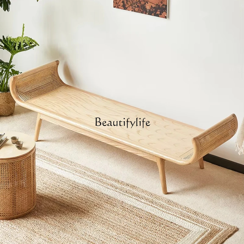 Solid wood rattan soft bag armrest sofa double leisure area living room small apartment bedside stool
Solid wood rattan soft bag armrest sofa double leisure area living room small apartment bedside stool