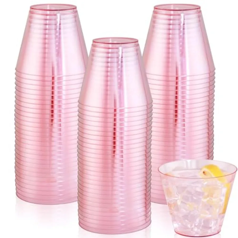 300PCS Clear Pink Plastic Cups - 9 Oz Heavy Duty Plastic Cups - Clear Party Cup Disposable Wine Cup for Parties Weddings Party
300PCS Clear Pink Plastic Cups - 9 Oz Heavy Duty Plastic Cups - Clear Party Cup Disposable Wine Cup for Parties Weddings Party