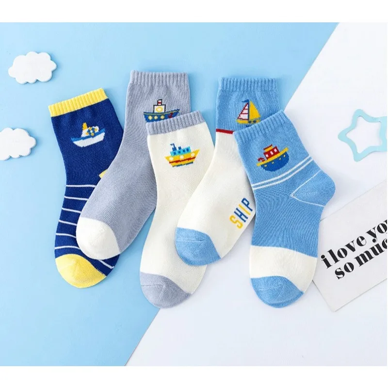 5 Pairs Of New Autumn And Winter Childrens Socks Striped Sailboat Boys Socks 4 to 8 Year Old Socks
5 Pairs Of New Autumn And Winter Childrens Socks Striped Sailboat Boys Socks 4 to 8 Year Old Socks