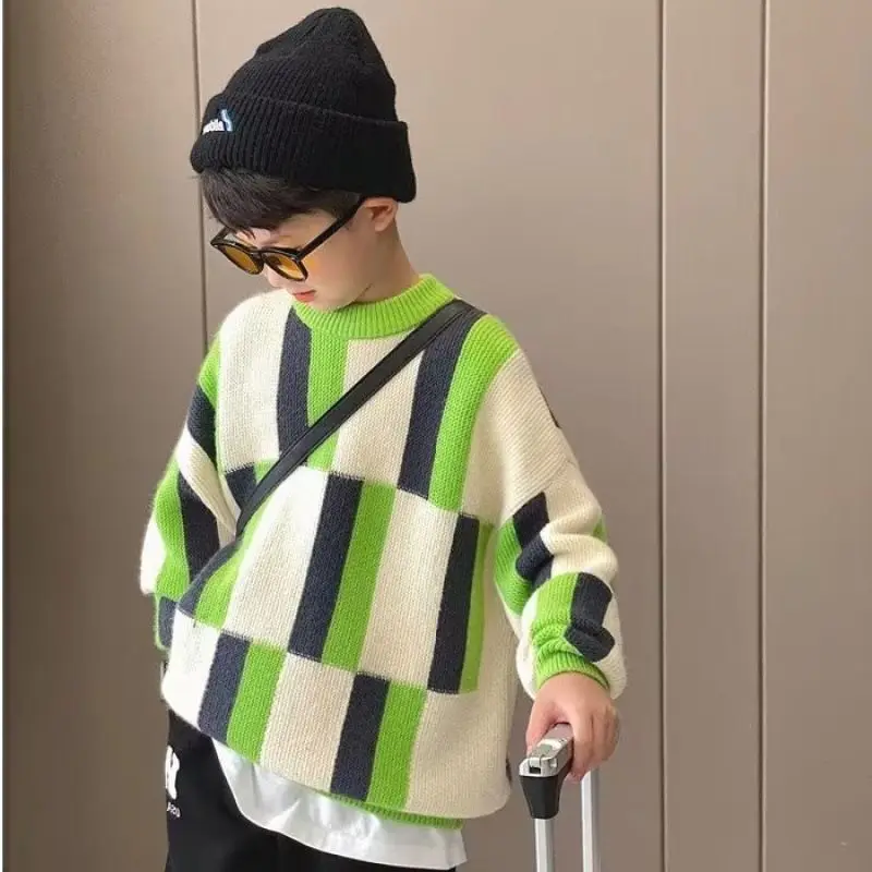 Children's Knitted Top Boys Sweater Spring Autumn New Style Medium Large Casual Crew Neck Korean Jacket
Children's Knitted Top Boys Sweater Spring Autumn New Style Medium Large Casual Crew Neck Korean Jacket