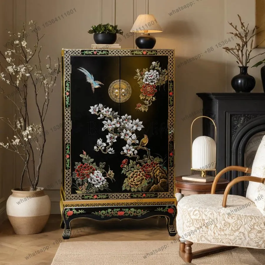 TS71 Chinese style classical gold painting hand-painted lacquer painting solid wood entrance cabinet 92 * 40 * 148cm
TS71 Chinese style classical gold painting hand-painted lacquer painting solid wood entrance cabinet 92 * 40 * 148cm