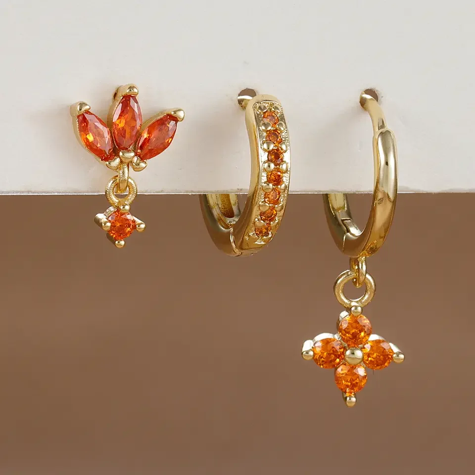 3PCS Fashion Orange Blue Zircon Hanging Earrings Set for Women Stainless Steel Flower Dangle Earring Piercing Jewelry
3PCS Fashion Orange Blue Zircon Hanging Earrings Set for Women Stainless Steel Flower Dangle Earring Piercing Jewelry
