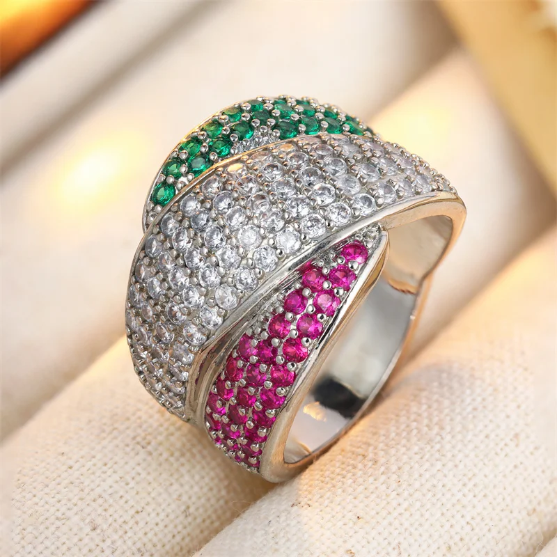Vintage Inlaid Red Green White CZ Women's Ring Luxury Silver Color Geometry Daily Wear Party Jewelry Anniversary Gift
Vintage Inlaid Red Green White CZ Women's Ring Luxury Silver Color Geometry Daily Wear Party Jewelry Anniversary Gift