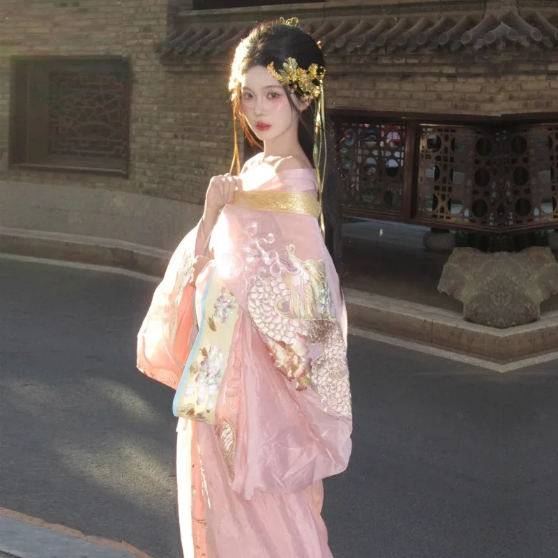 New pink Yuji Warring States robe women's heavy industry embroidery collar straight train trailing tail super fairy Hanfu set
New pink Yuji Warring States robe women's heavy industry embroidery collar straight train trailing tail super fairy Hanfu set
