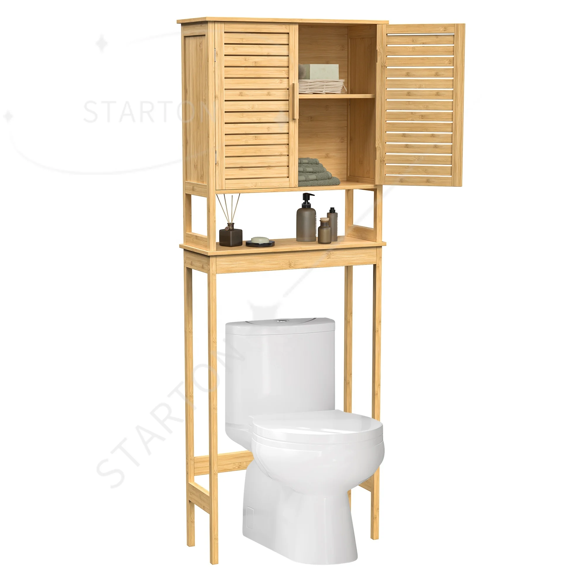 Multi Tier Bamboo Storage Rack for Laundry Bathroom Over the Toilet Storage Cabinet
Multi Tier Bamboo Storage Rack for Laundry Bathroom Over the Toilet Storage Cabinet