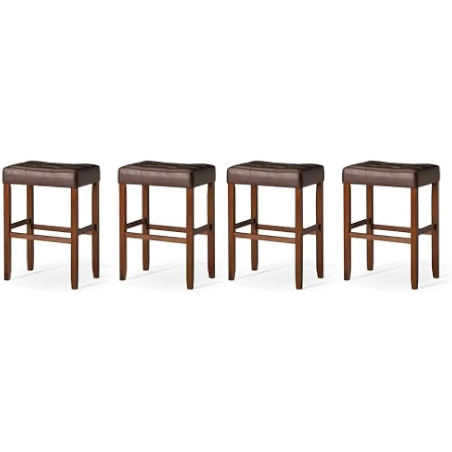 Harper 31 Inch Tall Bar Height Backless Stool in True Walnut Wood Finish with Distressed Brown Vegan Leather Seat, Set of 4
Harper 31 Inch Tall Bar Height Backless Stool in True Walnut Wood Finish with Distressed Brown Vegan Leather Seat, Set of 4