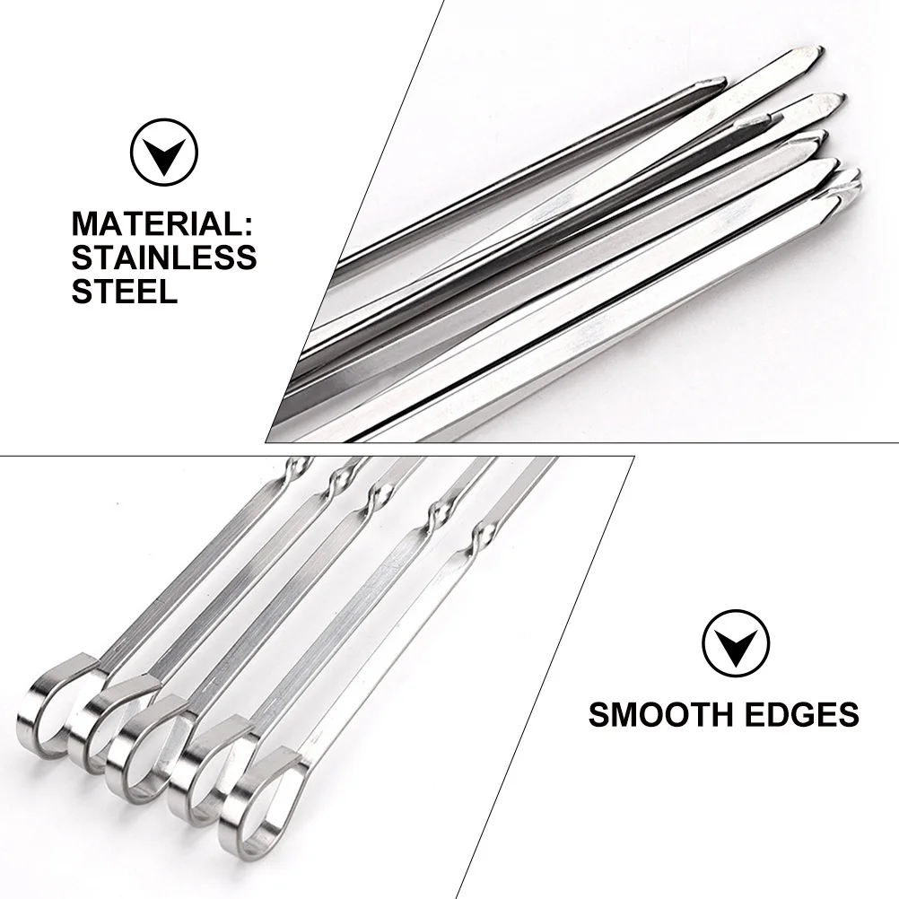 10Pcs Stainless Steel Bbq Skewers Flat Design Durable Reusable Barbecue Needles for Outdoor Grilling Picnic Grilling Skewer 
10Pcs Stainless Steel Bbq Skewers Flat Design Durable Reusable Barbecue Needles for Outdoor Grilling Picnic Grilling Skewer