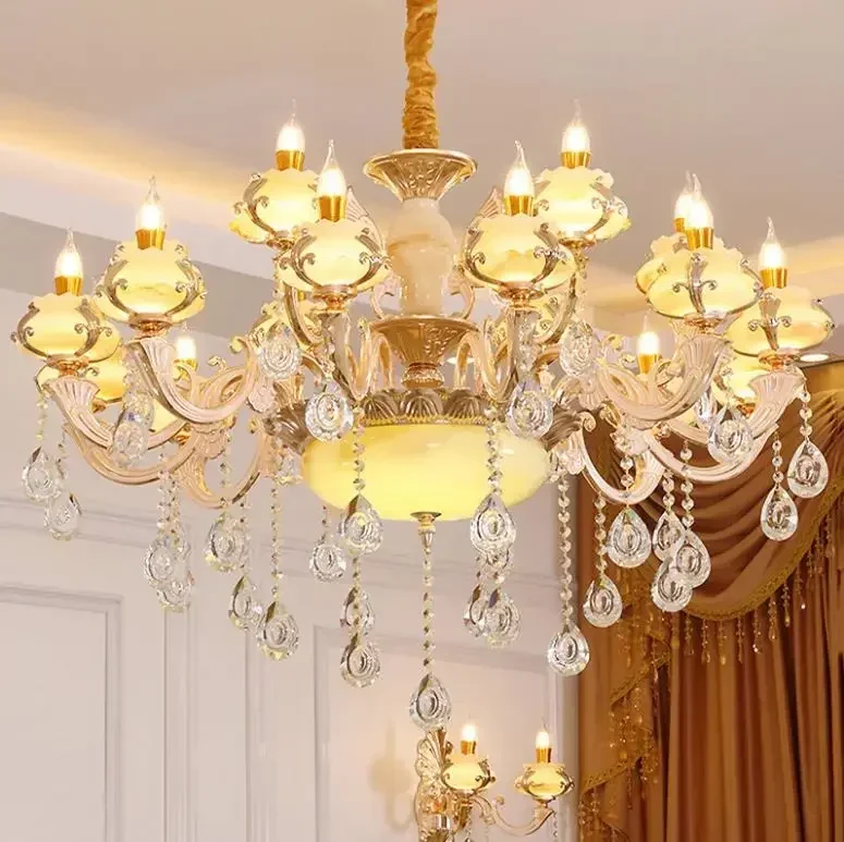 European style living room crystal chandelier simple home warm dining room bedroom lamp LED zinc alloy jade lamps
European style living room crystal chandelier simple home warm dining room bedroom lamp LED zinc alloy jade lamps