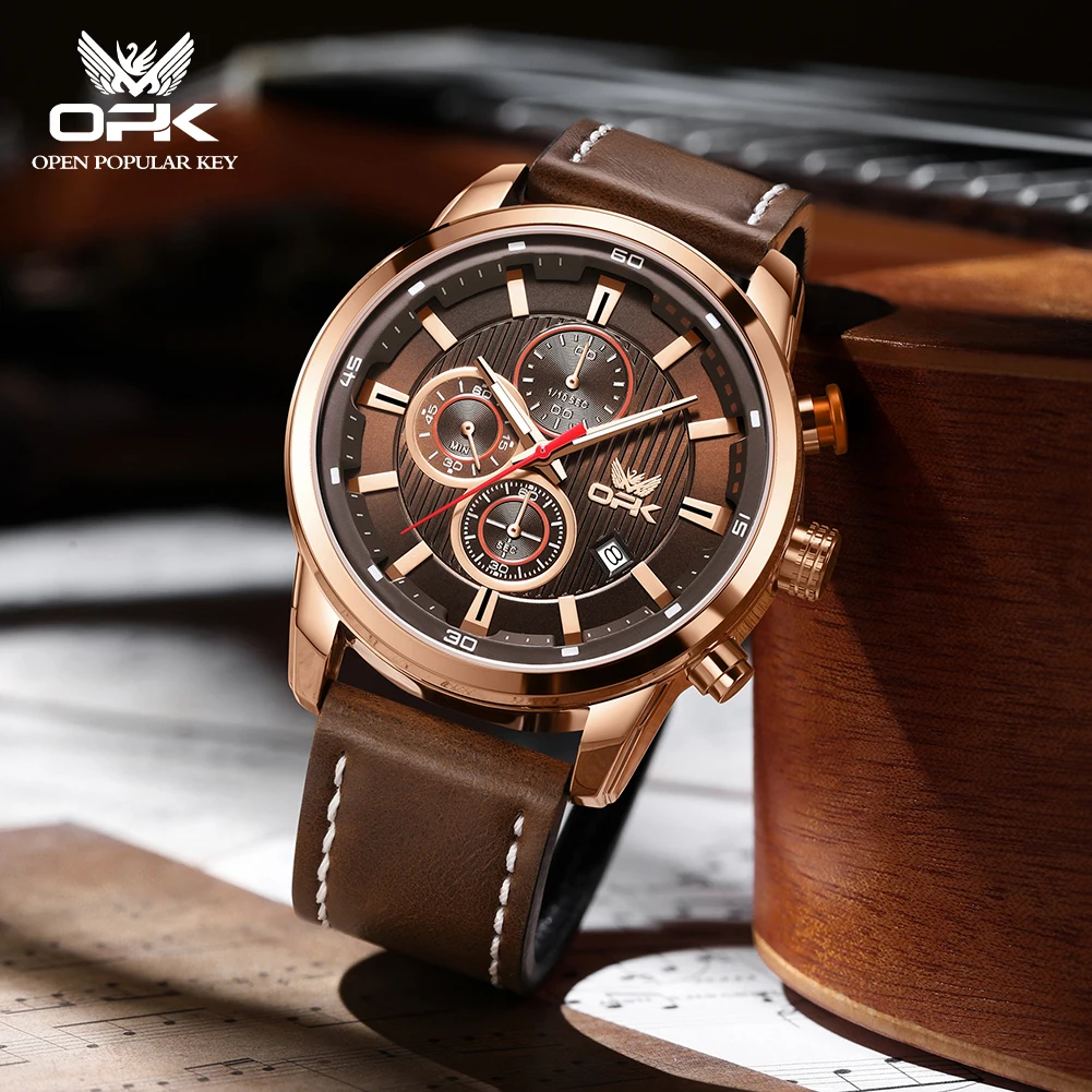 OPK 6083 Business Men Quartz Watch Hour Hand Chronograph Dial Function Calendar Window Luminous Function 30m Waterproof Watch
OPK 6083 Business Men Quartz Watch Hour Hand Chronograph Dial Function Calendar Window Luminous Function 30m Waterproof Watch