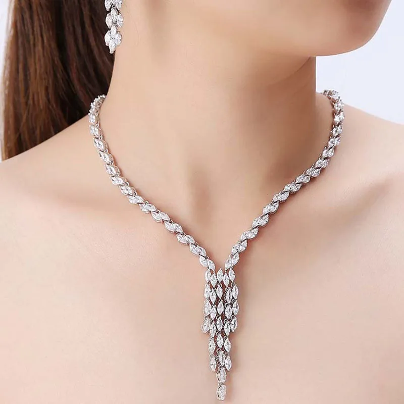 Shine White Gold Color Bridal Necklace Earrings Set Zircon Wedding Accessorie Women Prom Jewelry Set
Shine White Gold Color Bridal Necklace Earrings Set Zircon Wedding Accessorie Women Prom Jewelry Set