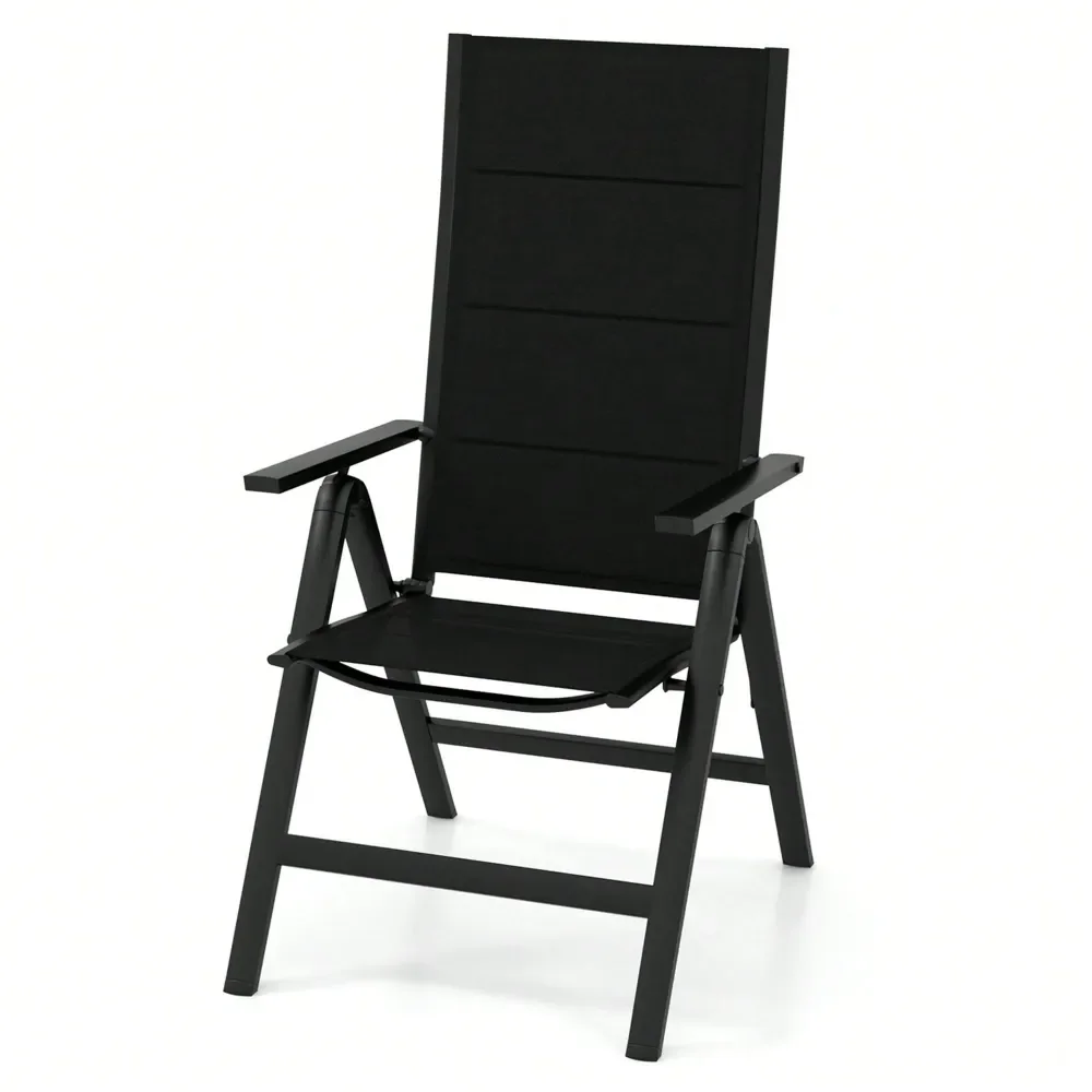 Patio Aluminum Outdoor Lounging Padded Seat And Adjustable Backrest Folding Chair, Black
Patio Aluminum Outdoor Lounging Padded Seat And Adjustable Backrest Folding Chair, Black