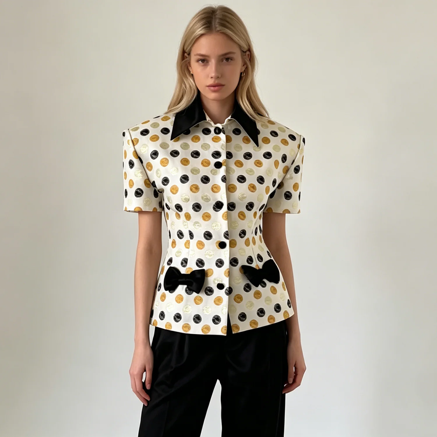 LIMO Vintage Polka Dot Blouse for Women, Short Sleeve Collared Bow Tie Elegant Slim Fit Shirt
LIMO Vintage Polka Dot Blouse for Women, Short Sleeve Collared Bow Tie Elegant Slim Fit Shirt