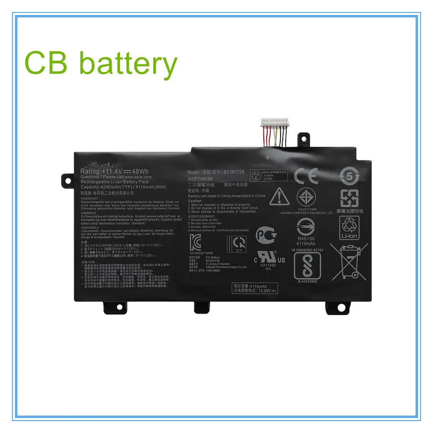 B31N1726 B31BN91 для FX504 FX86 FX80GM FX505GE FX505DT FX80GE PX505GE PX505GD FX505GM FX80G B31BnEH A41LK9H 48Wh B31N1726
B31N1726 B31BN91 для FX504 FX86 FX80GM FX505GE FX505DT FX80GE PX505GE PX505GD FX505GM FX80G B31BnEH A41LK9H 48Wh B31N1726