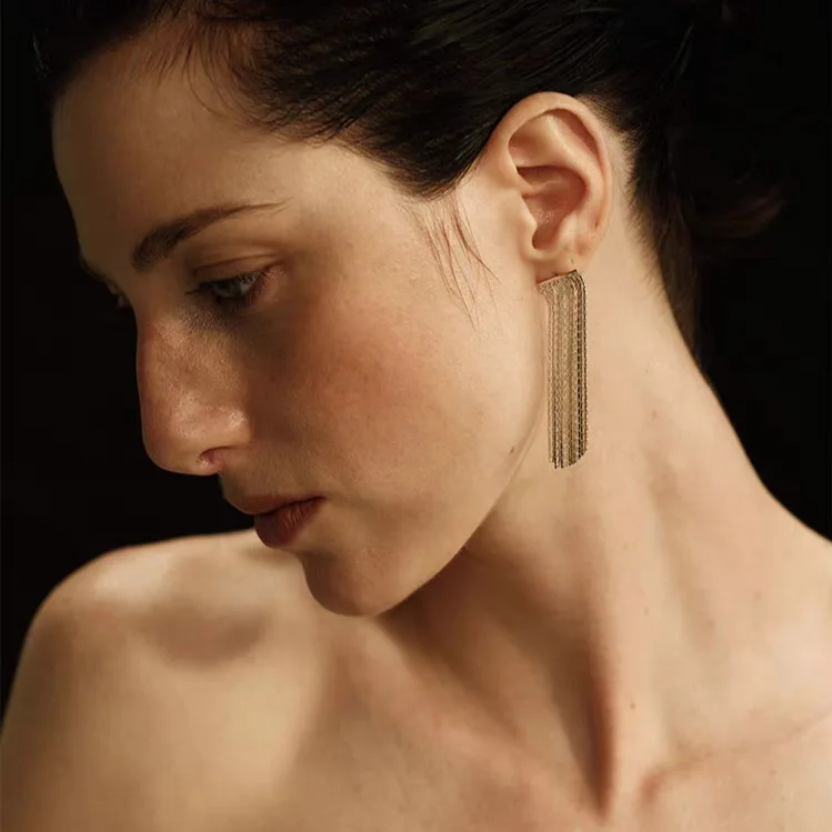 Italian Designer Fringed Earrings Light Luxury High-end Niche Earrings Fashionable Atmosphere Long Earrings
Italian Designer Fringed Earrings Light Luxury High-end Niche Earrings Fashionable Atmosphere Long Earrings