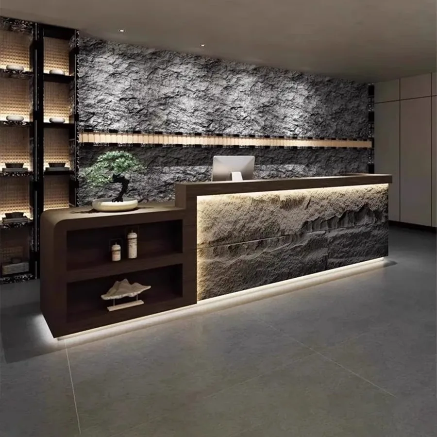 Chinese retro B & B hotel fake stone front desk restaurant checkout page teahouse caier foot bath bar company reception desk
Chinese retro B & B hotel fake stone front desk restaurant checkout page teahouse caier foot bath bar company reception desk