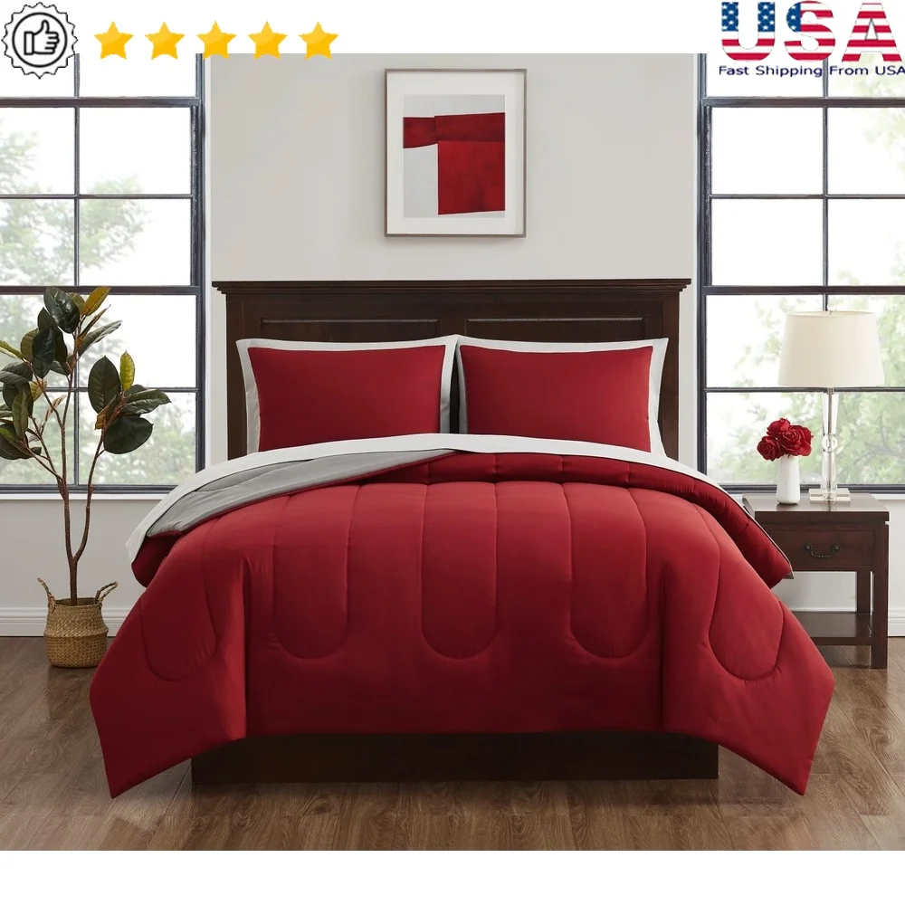 Full Size 7 Piece Reversible Comforter Set with Sheets Pillowcases Shams Polyester Bedding Easy Care
Full Size 7 Piece Reversible Comforter Set with Sheets Pillowcases Shams Polyester Bedding Easy Care