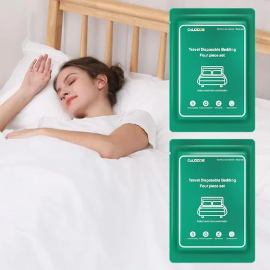 2 Pack Disposable Bed Sheets for Hotel, Portable Bedspread, Disposable Bedding Set with 2 Bed Sheet 2 Quilt Cover and 4 Pillowc
2 Pack Disposable Bed Sheets for Hotel, Portable Bedspread, Disposable Bedding Set with 2 Bed Sheet 2 Quilt Cover and 4 Pillowc