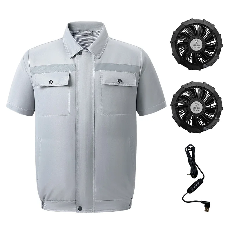 Summer Men's Cool Short-sleeved Air Conditioning Clothes Fan Reflective Strip Outdoor Fishing Heatstroke Prevention Work Clothes
Summer Men's Cool Short-sleeved Air Conditioning Clothes Fan Reflective Strip Outdoor Fishing Heatstroke Prevention Work Clothes