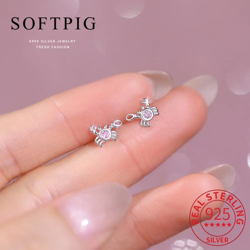SOFTPIG Real 925 Sterling Silver Pink Zircon Crab Mini Stud Earrings for Women Cute Animal Fine Jewelry Minimalist Accessories
SOFTPIG Real 925 Sterling Silver Pink Zircon Crab Mini Stud Earrings for Women Cute Animal Fine Jewelry Minimalist Accessories
