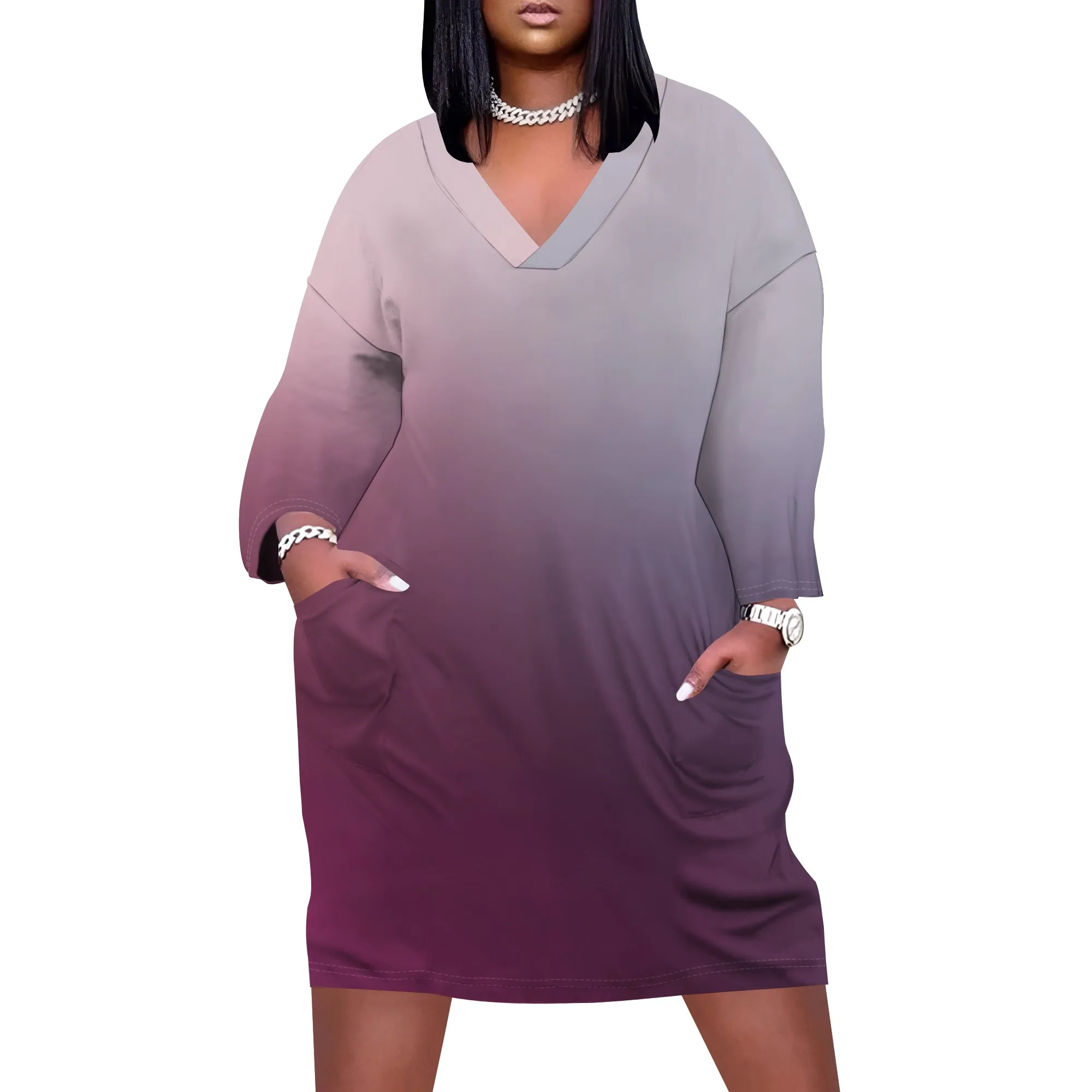 Plus Size Dresses for Curvy Women 2025 Oversized V Neck Short Sleeve Midi Dress Casual Summer T Shirt Dress w/Pockets
Plus Size Dresses for Curvy Women 2025 Oversized V Neck Short Sleeve Midi Dress Casual Summer T Shirt Dress w/Pockets