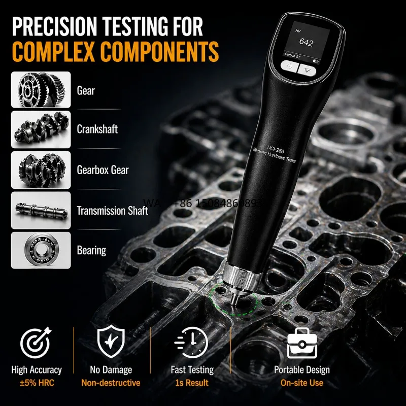 UCI-256 Portable Ultrasonic Hardness Tester 20N Force Thin Wall Metal Coating Gear Shaft Flange Testing
UCI-256 Portable Ultrasonic Hardness Tester 20N Force Thin Wall Metal Coating Gear Shaft Flange Testing