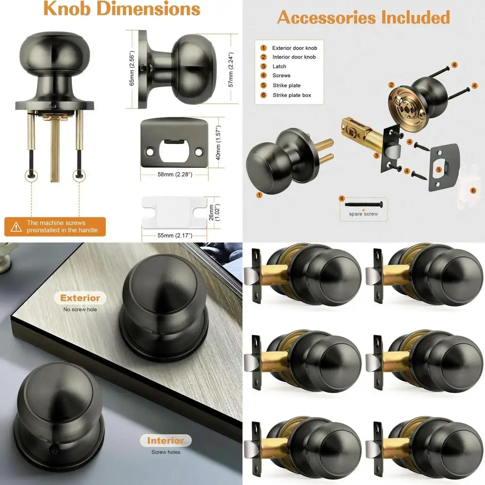 6-Pack Satin Gunmetal Finish Round Ball Knobs for Hallway, Closet, and Passage Doors
6-Pack Satin Gunmetal Finish Round Ball Knobs for Hallway, Closet, and Passage Doors