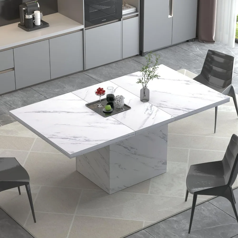 White Faux Marble Dining Table, 63 inch Modern Dinner Table for 6 People, Farmhouse Rectangle Kitchen Table for Living Room, La
White Faux Marble Dining Table, 63 inch Modern Dinner Table for 6 People, Farmhouse Rectangle Kitchen Table for Living Room, La