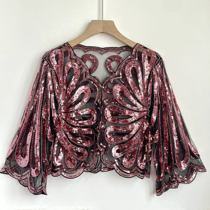2024 New American Fashion Sequined Shawl Short Niche Sun Protection Mesh Wrap Temperament Party Round Neck Chic Top
2024 New American Fashion Sequined Shawl Short Niche Sun Protection Mesh Wrap Temperament Party Round Neck Chic Top