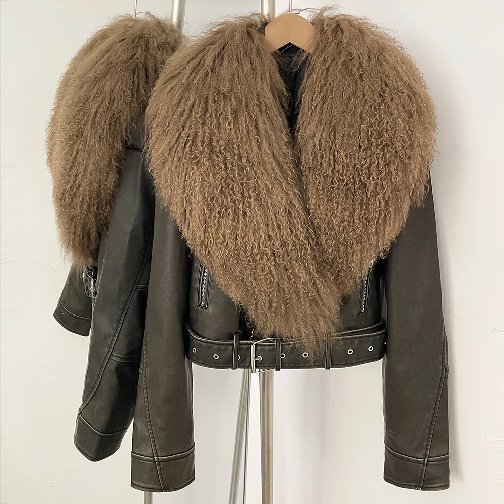 OFTBUY Short Faux Leather Jacket Female Moto Biker Natural Mongolian Sheep Fur Coat Women Winter Outwear New Coats and Jackets
OFTBUY Short Faux Leather Jacket Female Moto Biker Natural Mongolian Sheep Fur Coat Women Winter Outwear New Coats and Jackets
