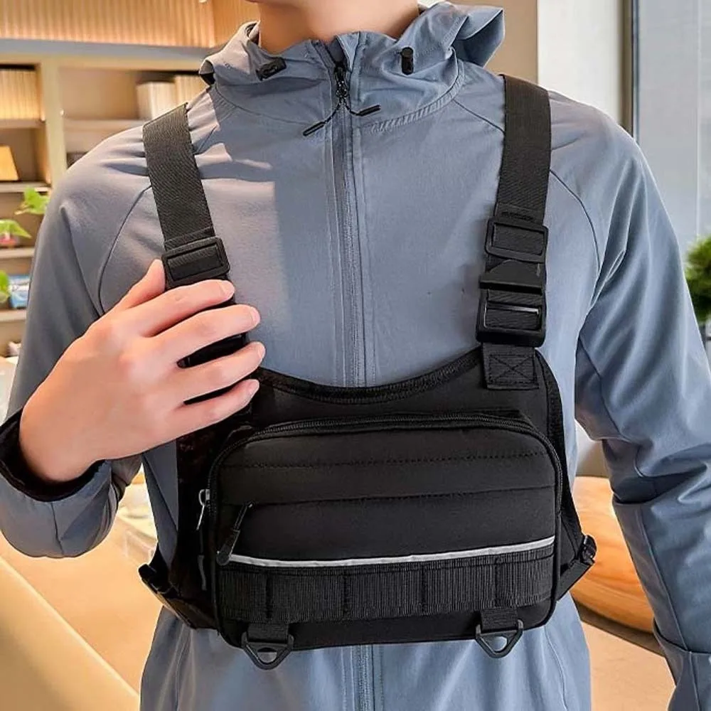 Oxford Cloth Unisex Chest Rig with Webbing Reflective Line Motorcycle Vest Pack Dual Utility D-Ring Orange Cord Pull
Oxford Cloth Unisex Chest Rig with Webbing Reflective Line Motorcycle Vest Pack Dual Utility D-Ring Orange Cord Pull