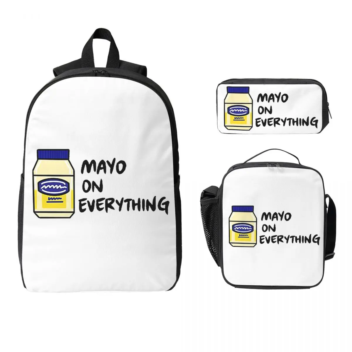 Mayo (Mayonnaise) On Everything Backpack Boy Girl BookBag School Bag Computer Shoulder Bags 3ps Insulated Lunch Bag Pencil Case
Mayo (Mayonnaise) On Everything Backpack Boy Girl BookBag School Bag Computer Shoulder Bags 3ps Insulated Lunch Bag Pencil Case