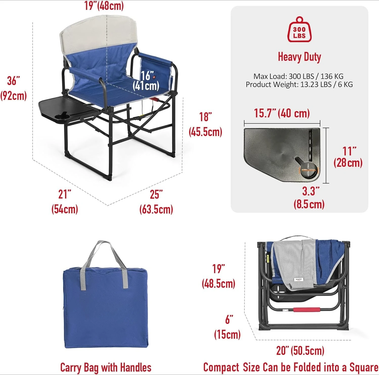 Heated Camping Directors Chair, Heavy Duty,Oversized Outdoor Portable Heating Folding Chair with Side Table, Pocket for Beach
Heated Camping Directors Chair, Heavy Duty,Oversized Outdoor Portable Heating Folding Chair with Side Table, Pocket for Beach
