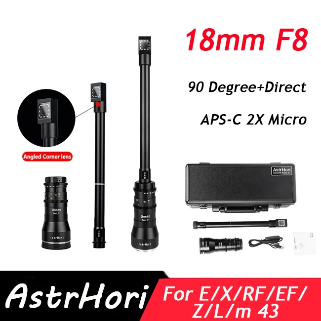 AstrHori 18mm F8 90 Direct and 90 Degree Macro Lens For Sony E Canon RF/EF Fuji X Nikon Z Leica/Panasonic/Sigma L M4/3 Cameras
AstrHori 18mm F8 90 Direct and 90 Degree Macro Lens For Sony E Canon RF/EF Fuji X Nikon Z Leica/Panasonic/Sigma L M4/3 Cameras