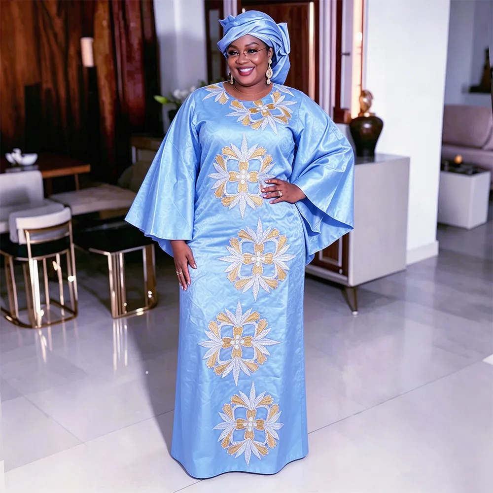 African Clothes for Women 2026 Plus Size Dashiki Ankara Embroidery Bazin Riche Design Wedding Party Dresses With Headscarf
African Clothes for Women 2026 Plus Size Dashiki Ankara Embroidery Bazin Riche Design Wedding Party Dresses With Headscarf
