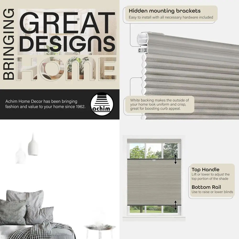 Cordless Cellular Pleated Shades - 36 x 64 - Grey, Light Filtering Top-Down Bottom-Up Blinds for Windows and Skylights
Cordless Cellular Pleated Shades - 36 x 64 - Grey, Light Filtering Top-Down Bottom-Up Blinds for Windows and Skylights