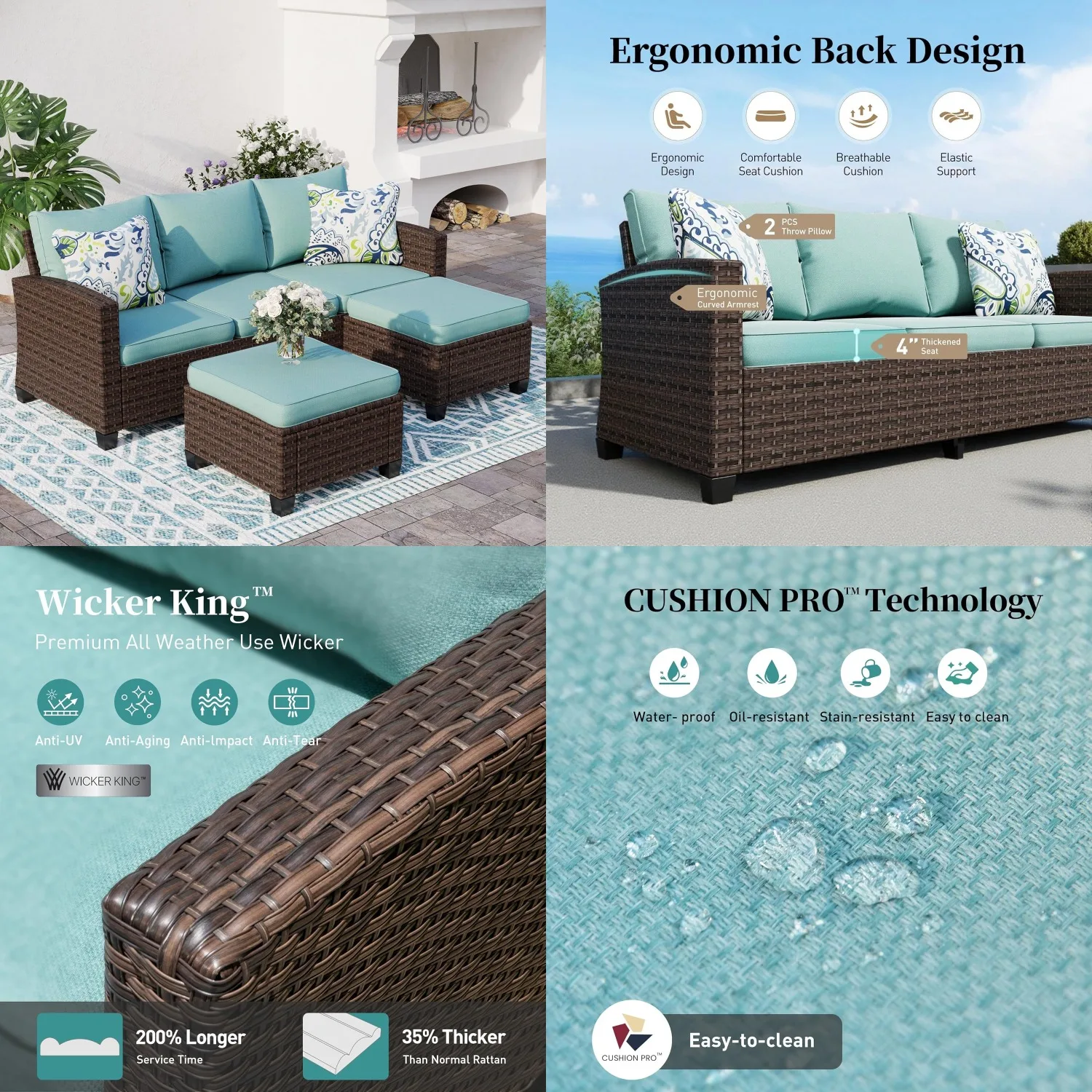 L-Shaped Outdoor Furniture Set 5-Seat Rattan Sofa with 2 Ottomans All-Weather Modular Patio Use Blue Customized
L-Shaped Outdoor Furniture Set 5-Seat Rattan Sofa with 2 Ottomans All-Weather Modular Patio Use Blue Customized