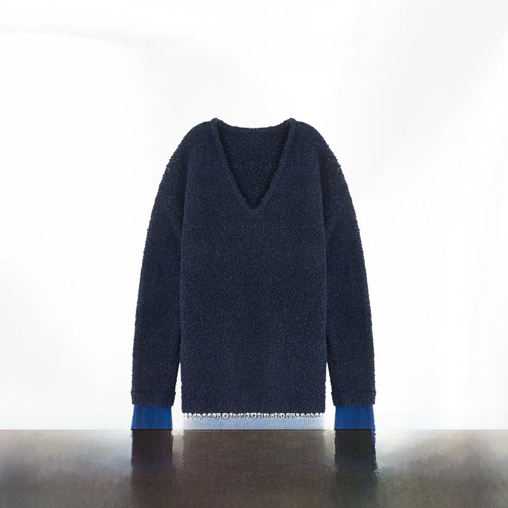 V-Neck Knitted Sweater 625JCCC Shadow Blue Tone Texture Circle Color Block Loose Fit Winter Fashion Women's Premium Knitwear
V-Neck Knitted Sweater 625JCCC Shadow Blue Tone Texture Circle Color Block Loose Fit Winter Fashion Women's Premium Knitwear