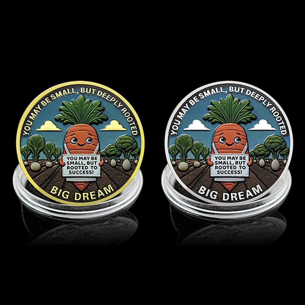Gold/Silver Plated Big Dream Stay Spicy Carrot Commemorative Coin Lucky Challenge Coin Collectibles Holiday Gift
Gold/Silver Plated Big Dream Stay Spicy Carrot Commemorative Coin Lucky Challenge Coin Collectibles Holiday Gift