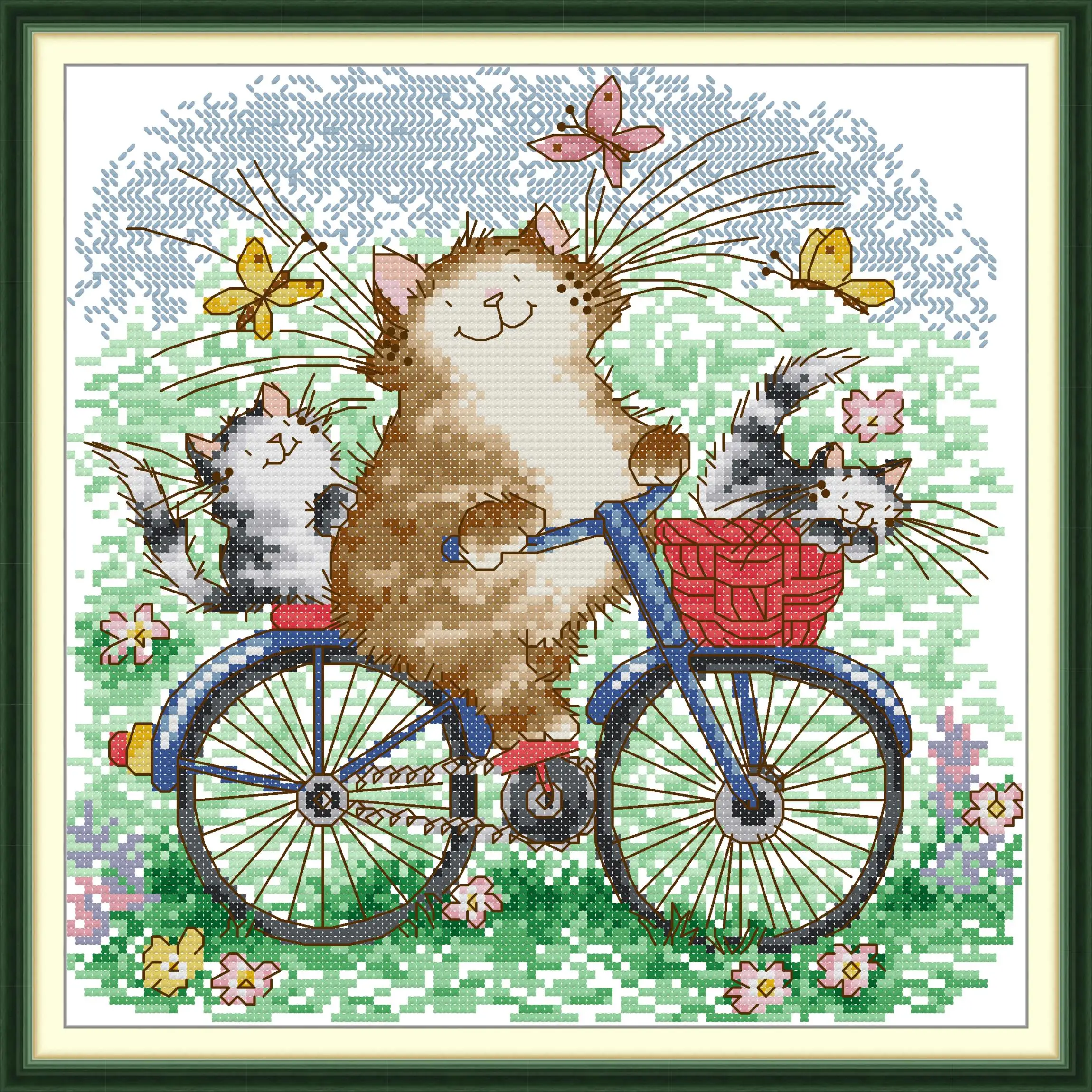 Maydear Cross Stitch Kit,11CT/14CT/16CT/9CT Aida Fabric,Embroidery Set-Cat family on a bike ride outing
Maydear Cross Stitch Kit,11CT/14CT/16CT/9CT Aida Fabric,Embroidery Set-Cat family on a bike ride outing