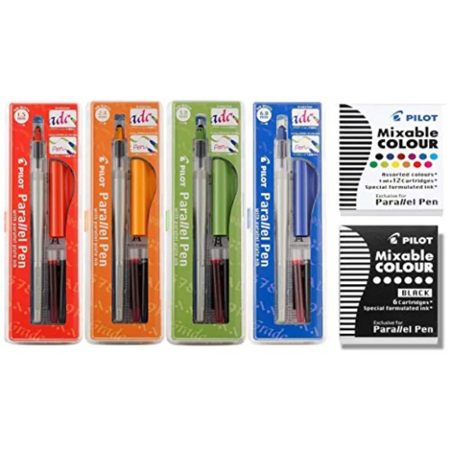 Parallel Calligraphy Pen Set 1.5 mm 2.4 mm 3.8 mm and 6 mm with Bundle Ink Cartridge Plus 1 Extra Pack of 12 ASST Refills and 1
Parallel Calligraphy Pen Set 1.5 mm 2.4 mm 3.8 mm and 6 mm with Bundle Ink Cartridge Plus 1 Extra Pack of 12 ASST Refills and 1