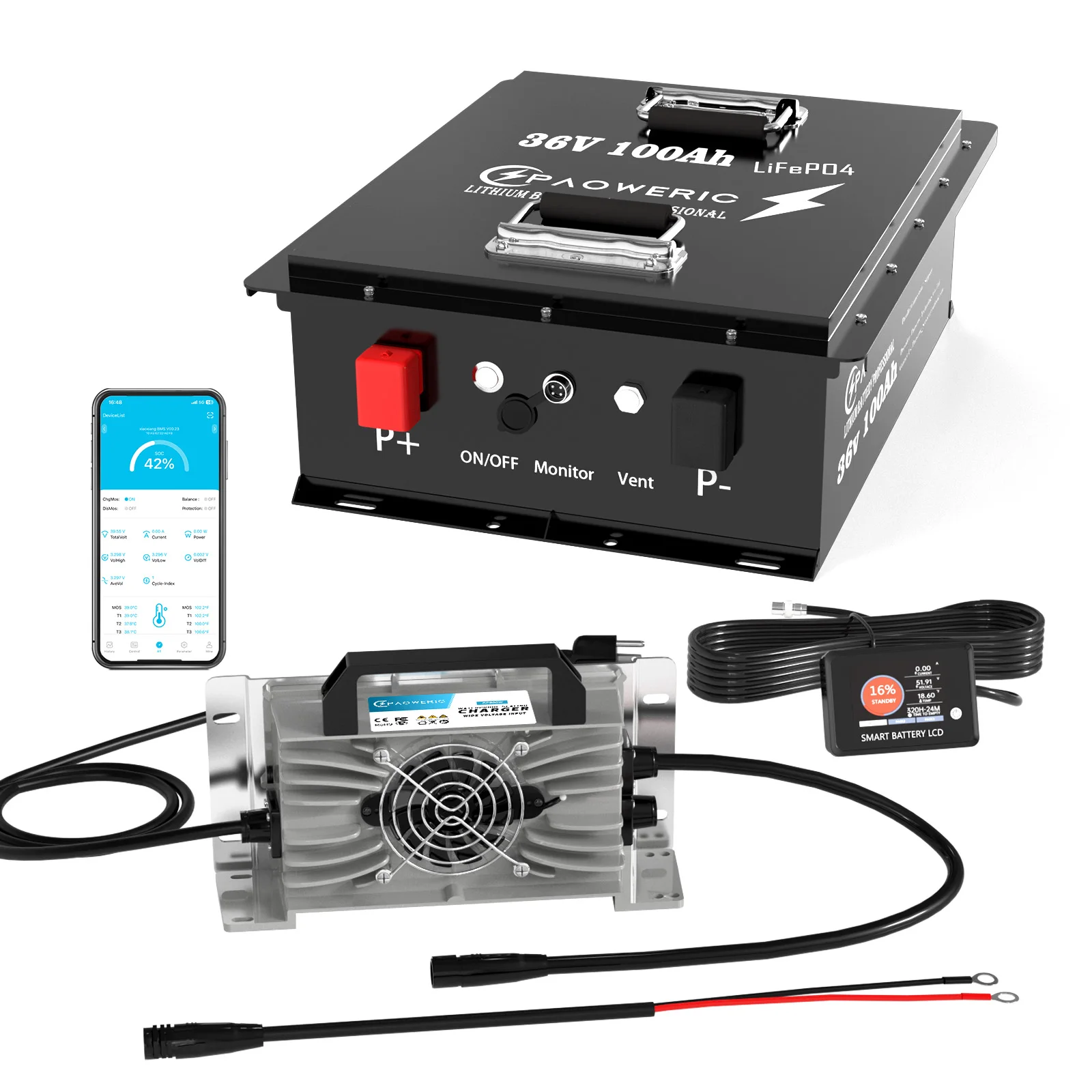 36V 100Ah LiFePO4 Golf Cart Battery Kit With 43.8V 15A Dedicated Charger Built-in BMS Deep Cycle Lithium Battery For Electric Golf Cart
36V 100Ah LiFePO4 Golf Cart Battery Kit With 43.8V 15A Dedicated Charger Built-in BMS Deep Cycle Lithium Battery For Electric Golf Cart