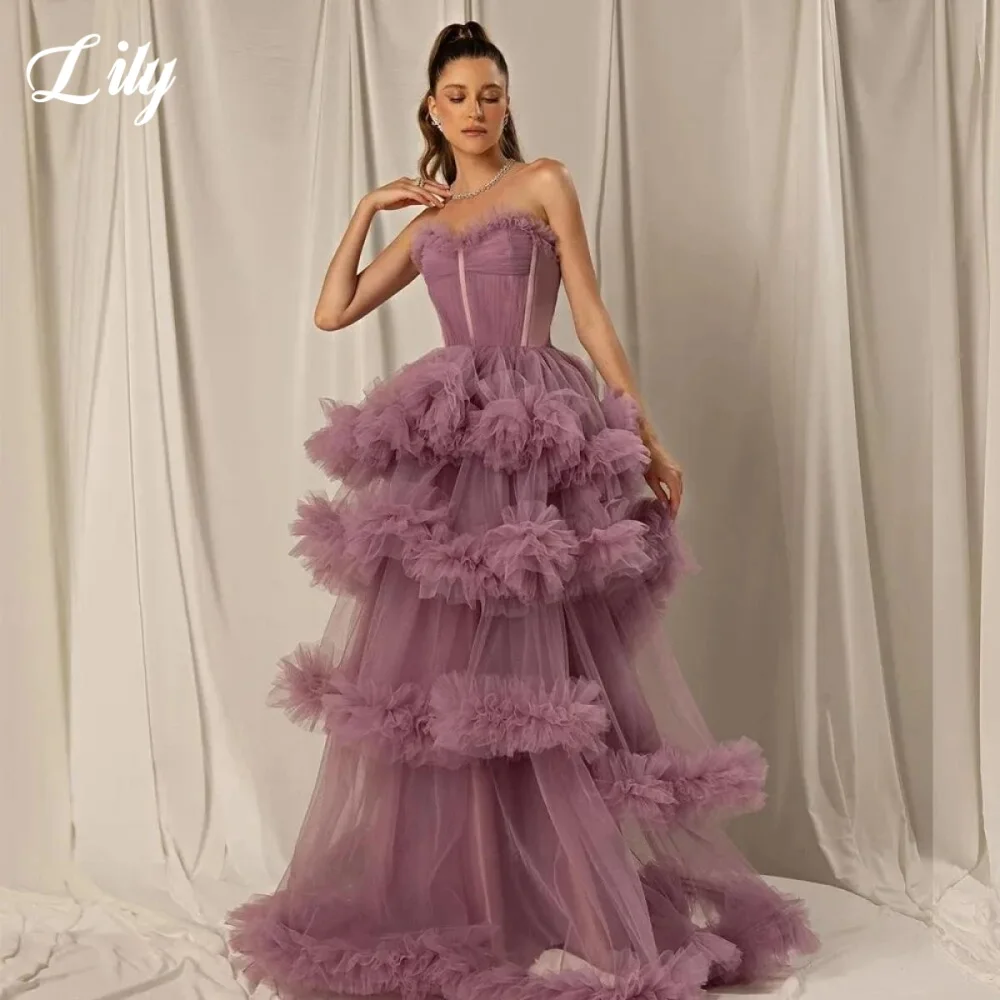 Lily Purple Elegant Prom Dress Sweetheart Sleeveless Backless Formal Gown Layered Pleating Chic Woman Evening Dresses Customized
Lily Purple Elegant Prom Dress Sweetheart Sleeveless Backless Formal Gown Layered Pleating Chic Woman Evening Dresses Customized
