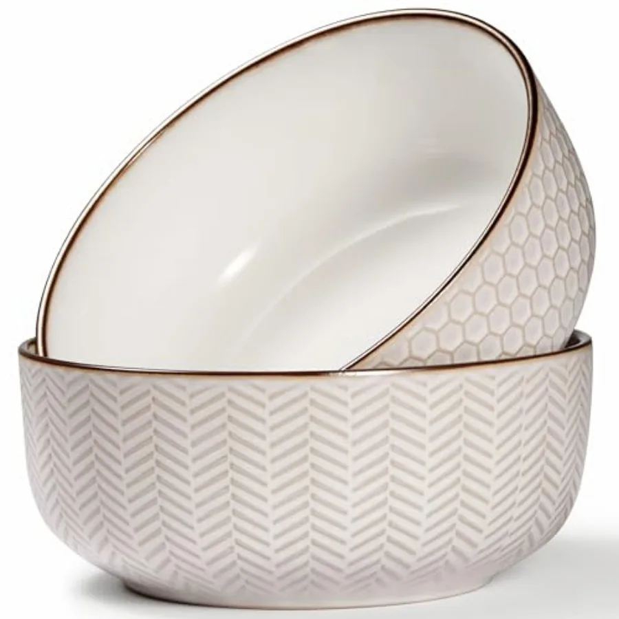 Ceramic Salad Bowls Embossed Large Kitchen Bowls For Serving Pasta Soup Fruits Microwave and Dishwasher Safe Cream with Dark Co
Ceramic Salad Bowls Embossed Large Kitchen Bowls For Serving Pasta Soup Fruits Microwave and Dishwasher Safe Cream with Dark Co