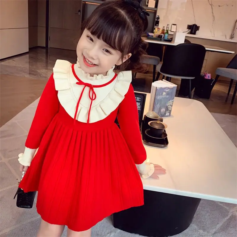 Long Sleeve Knit Princess Dress Stylish Childrens Cotton Dress 2025 New Girls Autumn Winter Ruffled Collar
Long Sleeve Knit Princess Dress Stylish Childrens Cotton Dress 2025 New Girls Autumn Winter Ruffled Collar