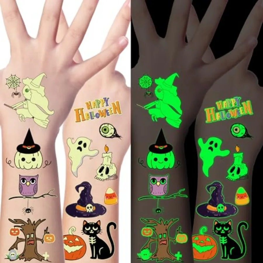 145 Styles Halloween Tattoos for,12PCS Halloween Luminous Tattoos, Glow in Dark Ghosts Pumpkin Fake Temporary Tattoos Stickers
145 Styles Halloween Tattoos for,12PCS Halloween Luminous Tattoos, Glow in Dark Ghosts Pumpkin Fake Temporary Tattoos Stickers