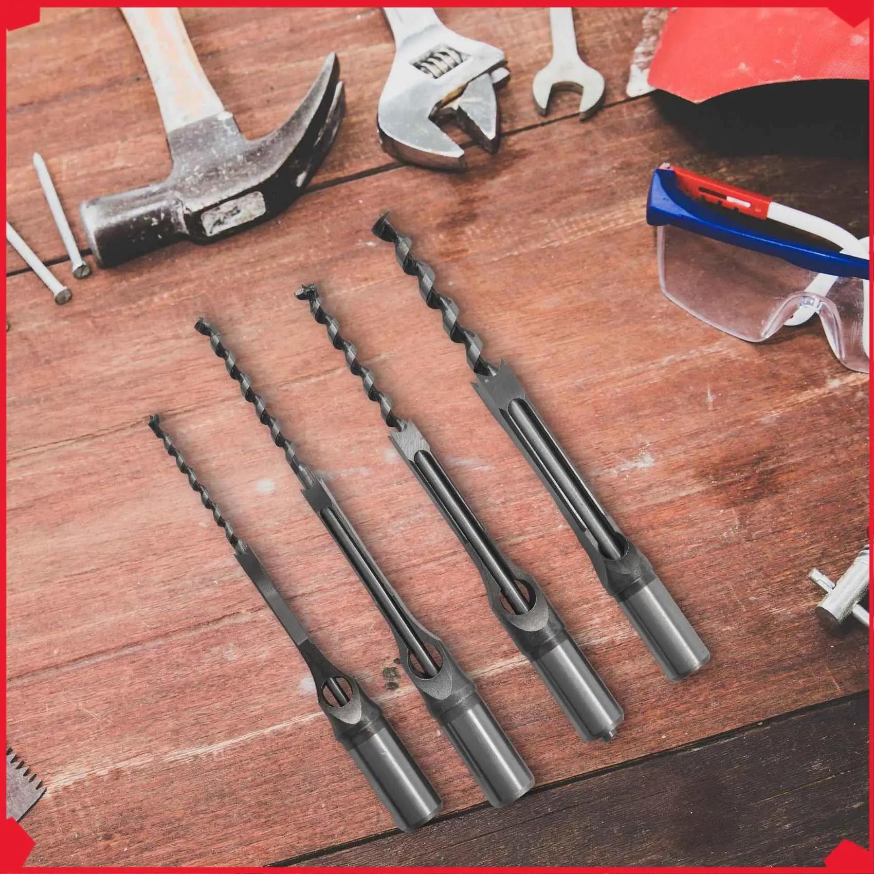 B17B 4Pcs Woodworking Square Hole Drill Bits Wood Mortising Chisel Set Mortise Chisel Bit Kits Woodworking Hole Saw Sets With Tw
B17B 4Pcs Woodworking Square Hole Drill Bits Wood Mortising Chisel Set Mortise Chisel Bit Kits Woodworking Hole Saw Sets With Tw