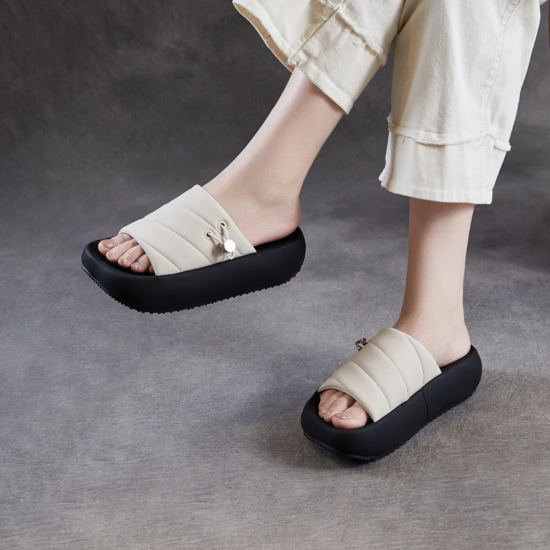 2026 Women Flat Platform Slippers Concise Luxury Design Sheepskin Genuine Leather Thick Sole Open Toe Outside Casual Slippers
2026 Women Flat Platform Slippers Concise Luxury Design Sheepskin Genuine Leather Thick Sole Open Toe Outside Casual Slippers