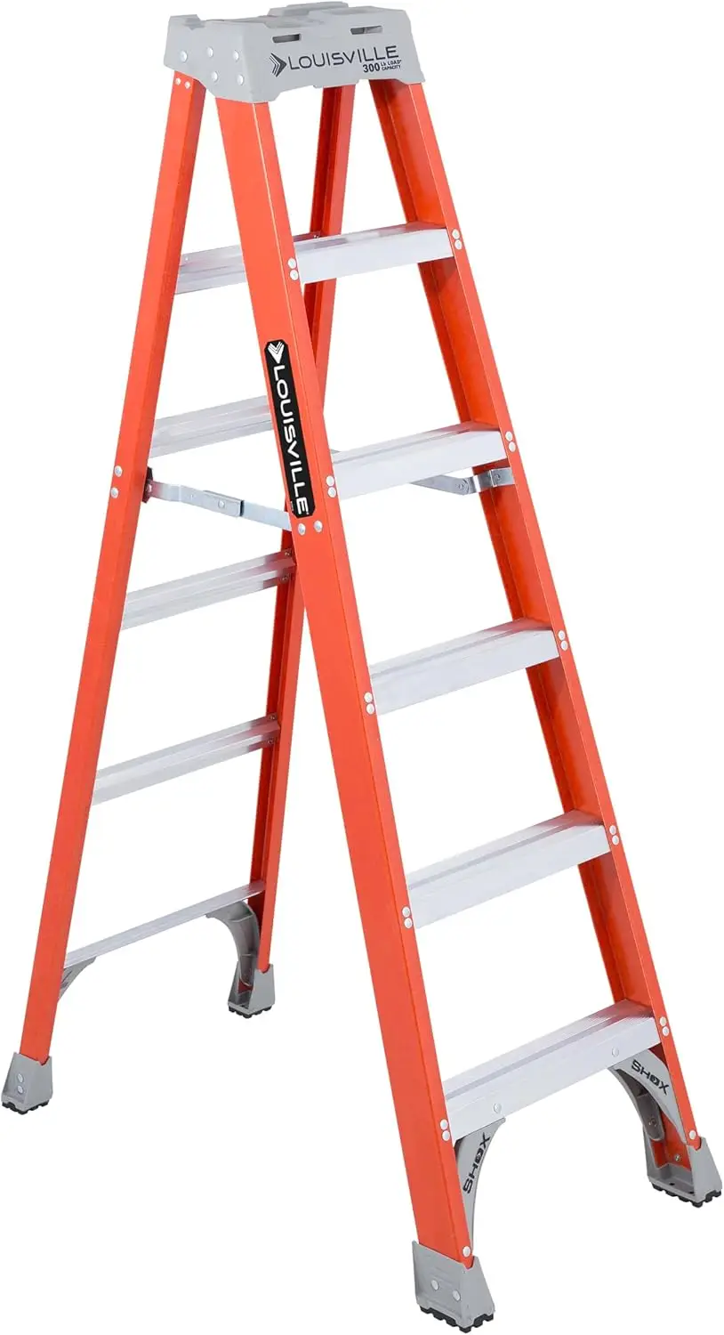 6-Foot Fiberglass Step Ladder, 300lb Load, Type IA, Anti-Slip, Tool Tray
6-Foot Fiberglass Step Ladder, 300lb Load, Type IA, Anti-Slip, Tool Tray