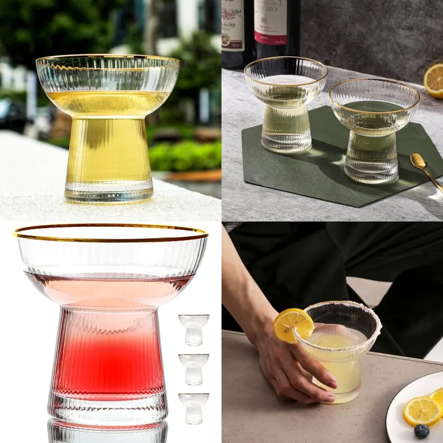 Stemless Margarita Glasses Set of 4 - Elegant Vertical Stripes Cocktail Glasses Premium Hand Blown Glassware for Martini and Mi
Stemless Margarita Glasses Set of 4 - Elegant Vertical Stripes Cocktail Glasses Premium Hand Blown Glassware for Martini and Mi